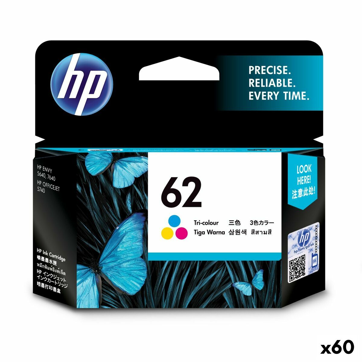 Original Ink Cartridge HP ENVY 5640 - N&ordm;62 Tricolour (60 Units)