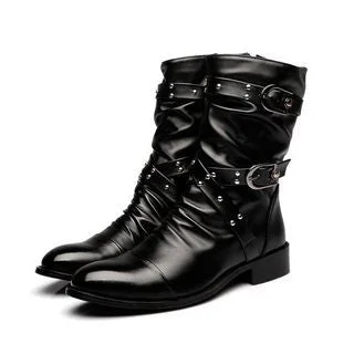 Men's Martin Boots Increased In Autumn and Winter Long Leather Boots
