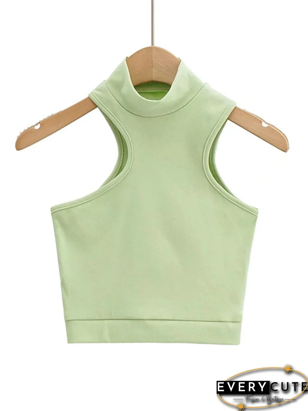 Women High Neck Crop Tank Top With Cut Out Detail Active Asymmetric Crop Tank Top