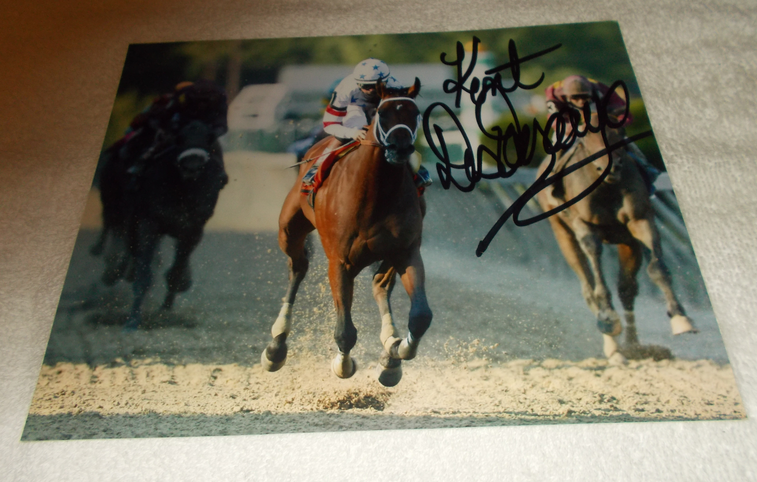 KENT DESORMEAUX BIG BROWN 2008 PREAKNESS STAKES SIGNED 8x10 HORSE RACING Photo Poster painting