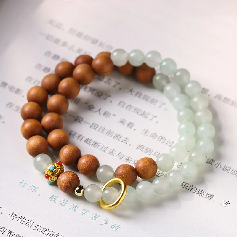 Natural Sandalwood Crystal Protection Double Wrap Bracelet