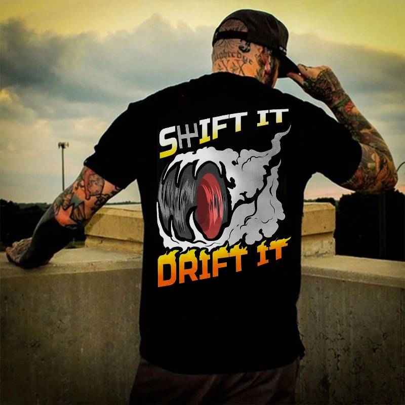 SHIFT IT DRIFT IT Wheel Print Men's T-shirt