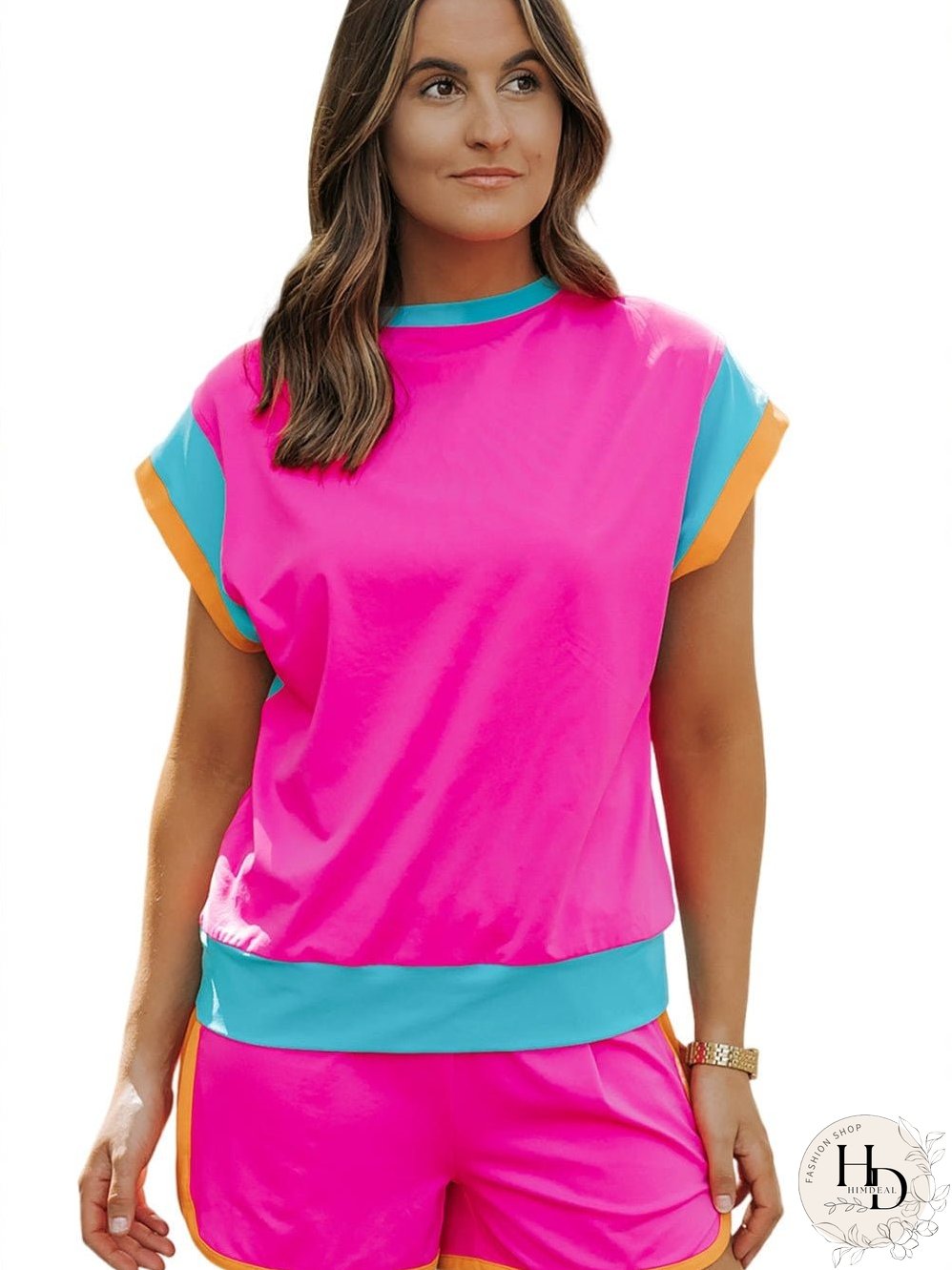Summery Colorblock Set with Cap Sleeves