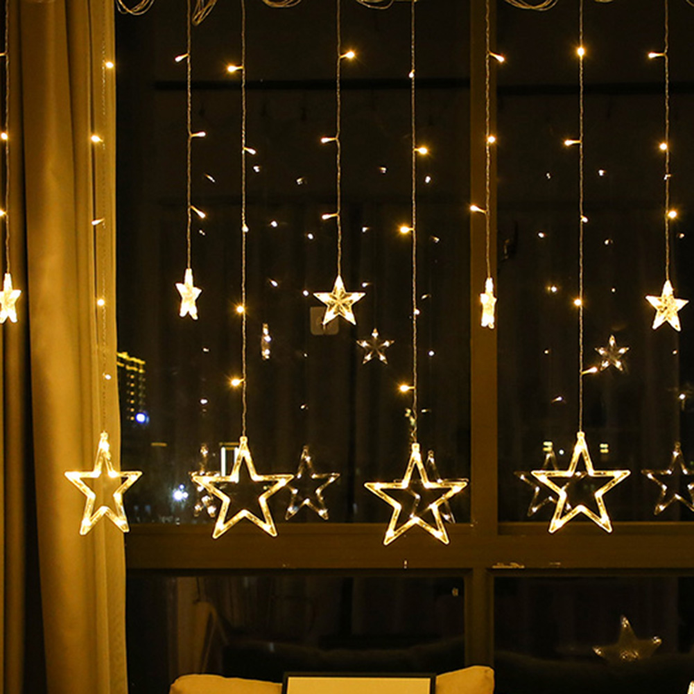 

LED Curtain 8Mode Star Moon Plug-Curtain String Night Light, Eu plug+colored light, 501 Original