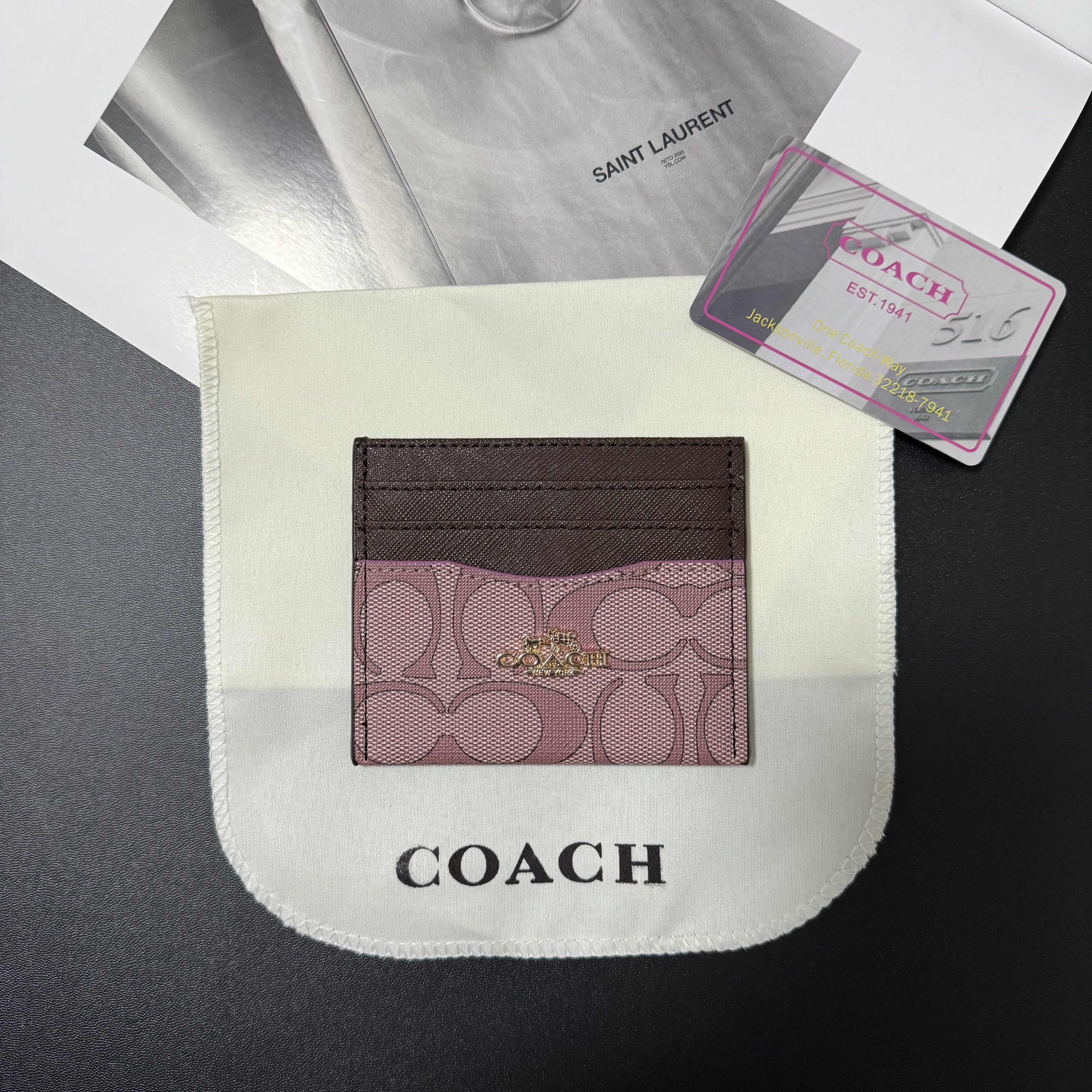 Old Money Coach Signature Canvas ID Cardholder Wallet