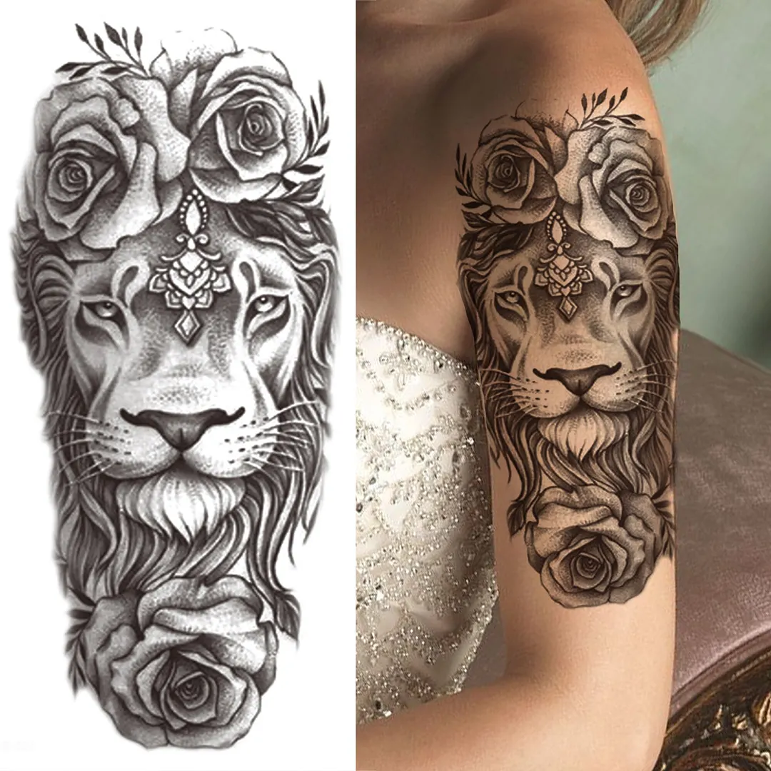 Sdrawing Pendant Temporary Tattoo For Women Men Butterfly Elephant Flower Fake Tattoo Waterproof Half Sleeve Thigh Tatoo Sticker