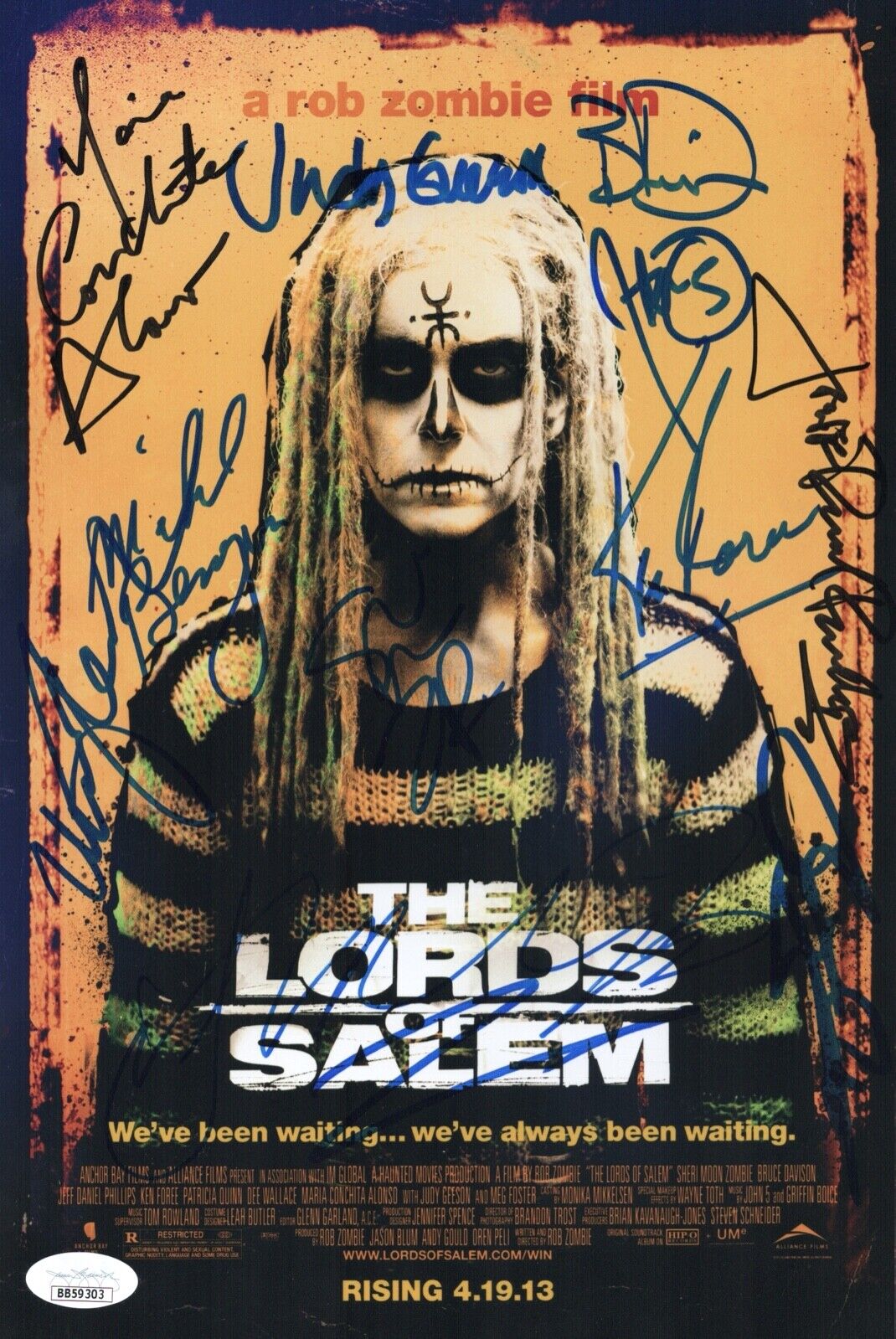 Rob Zombie LORDS OF SALEM CAST X12 Signed 8x12 Photo Poster painting Autograph JSA LOA COA Cert