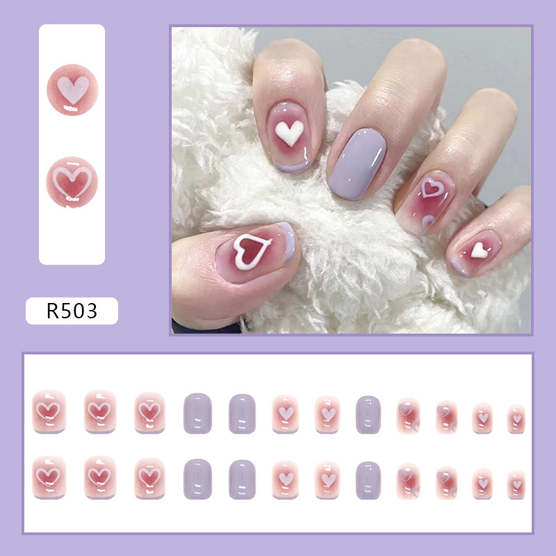 Lidudu French Butterfly Coffin Nails – Pink Gradient Press On Nails for Women  