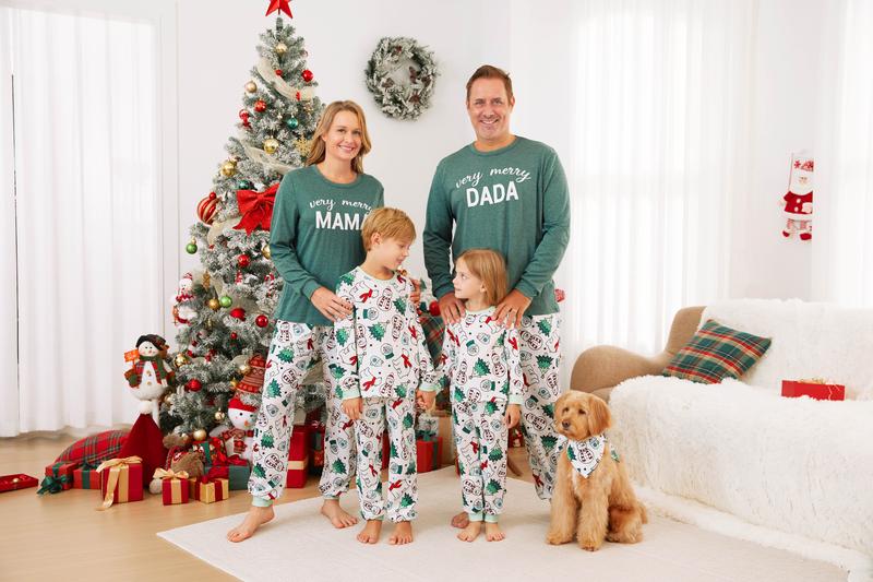 PatPat Christmas Pajamas Soft & Stretchy Family Matching Long Sleeve Sets MAMA&DADA Patterned Sleepwear for Women Men Couples Adult Kids,Cute Pajama,Cozy Pajamas ,Flame Resistant,autumntok,wintertok,BFCM Early Bird