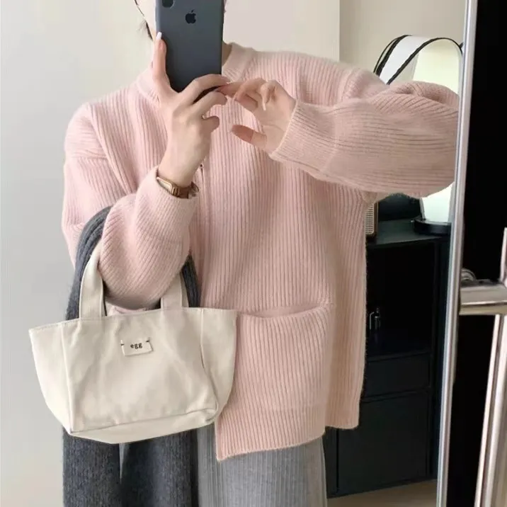 Churchf Color Lazy Wind Double-Headed Zipper Soft Waxy Sweater Autumn New Women's High-Level Versatile Knit Cardigan