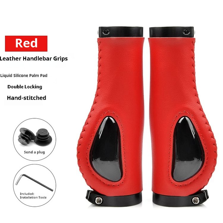 Shock-absorbing Leather Bike Grips for Mountain Bikes