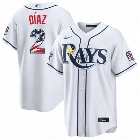 Men's Tampa Bay Rays #2 Yandy Diaz Nike White 2026 All-Star Edition Stars & Stripes Stadium Jersey