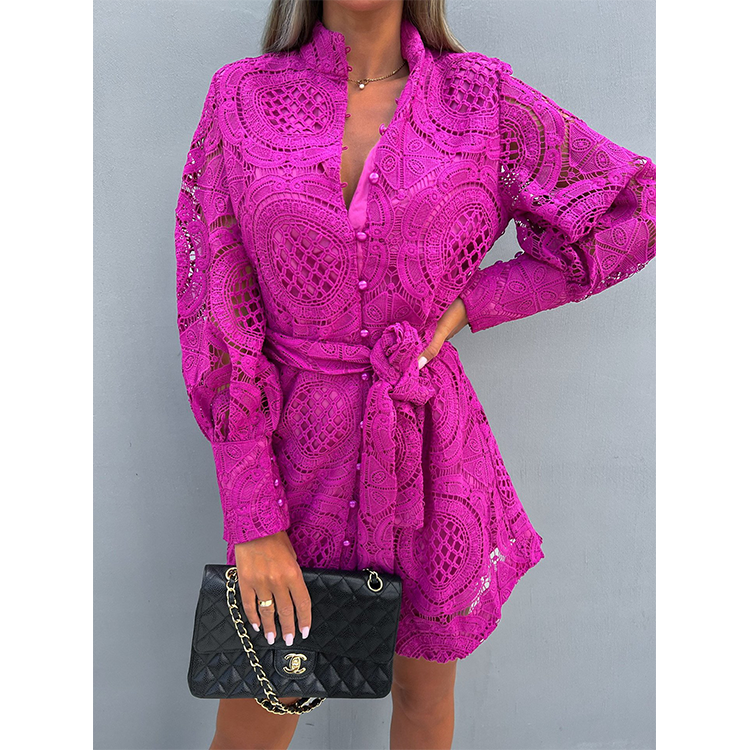 Lace Cut Out Lace Up Mini Dress