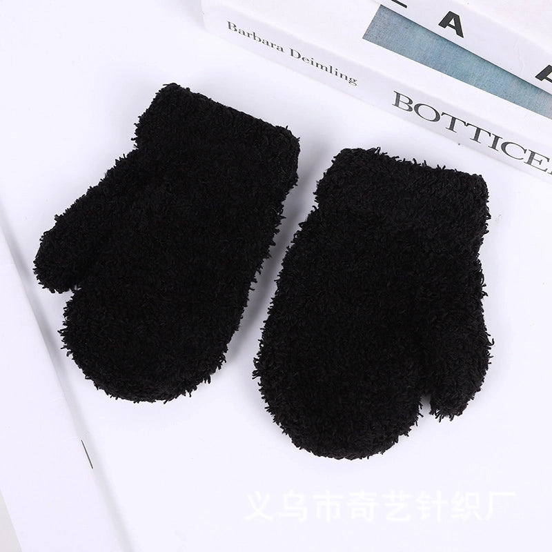 Children’s Gloves Warm Coral Fleece Cold Bag Gloves Men’s And Women’s Gloves Multi-color Optional
