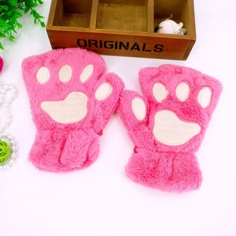 Women’s Cute Cartoon Plush Gloves 1 Pair