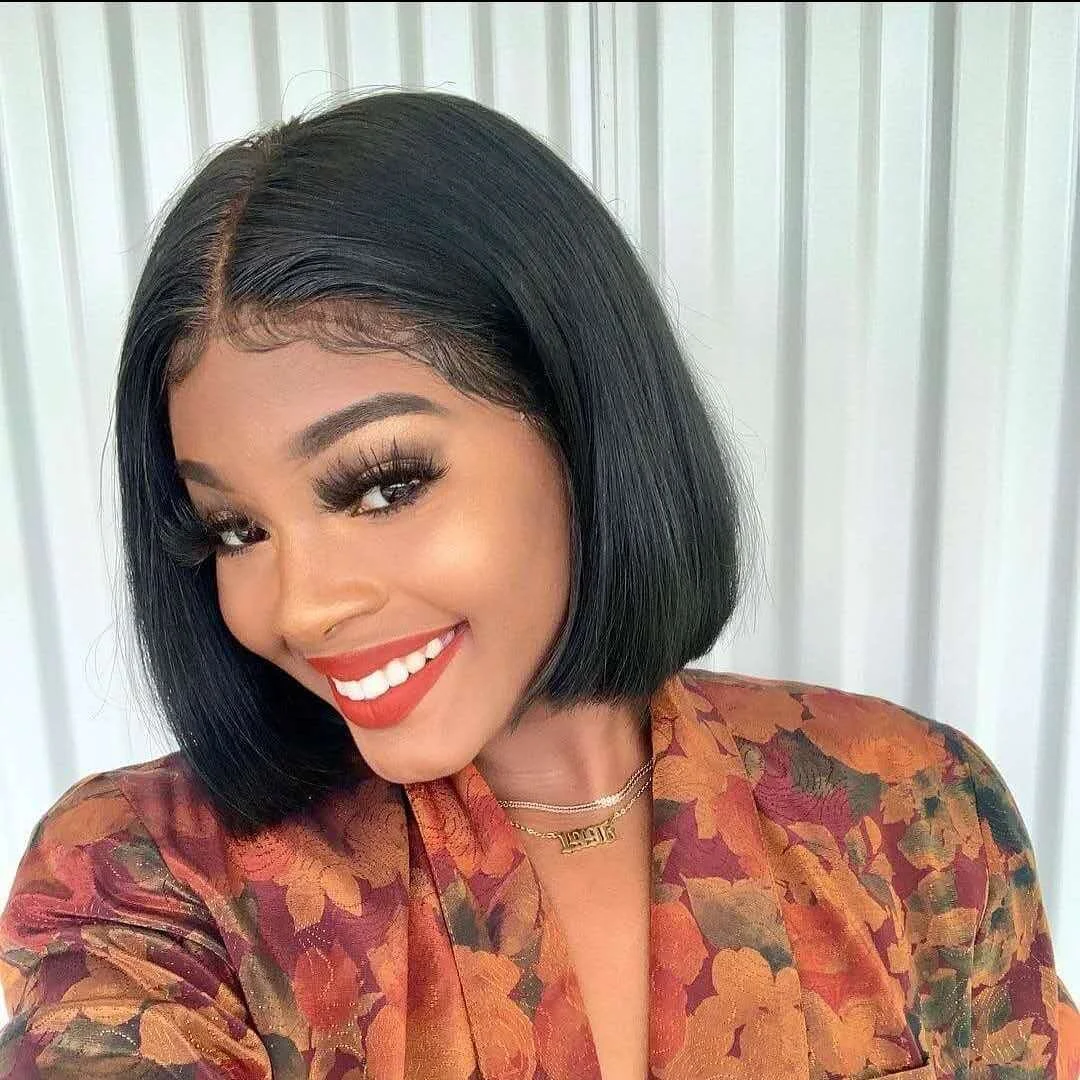 Jewtribute Hair®|Glueless Lace Wig Brazilian Wigs For Black Women Straight Short Bob 