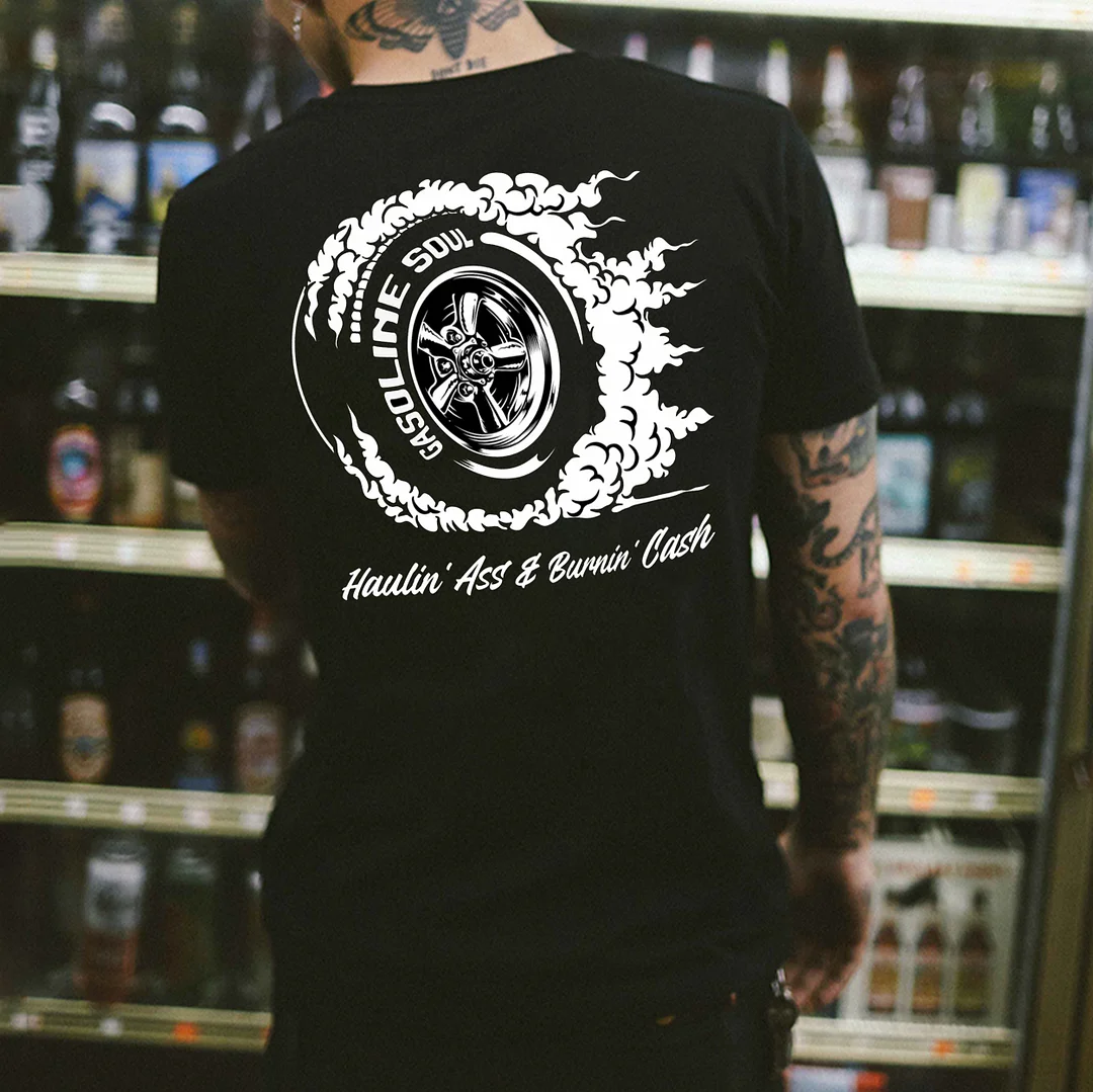 GASOLINE SOUL Wheel Print Men's T-shirt