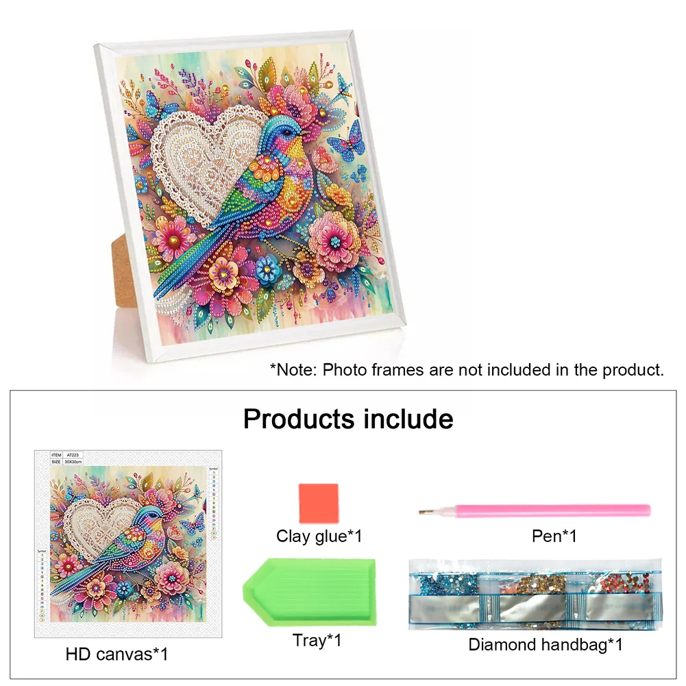 Diamond Painting - Partial Special Shaped Drill - Flower Bird(Canvas|30*30cm)