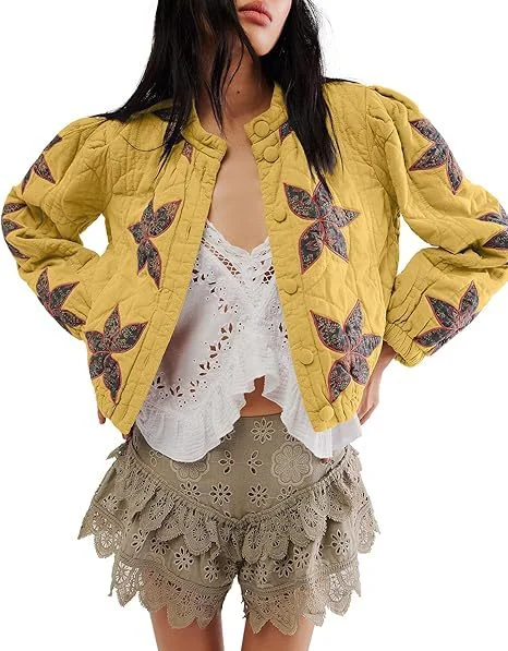 Nigikala Nigikala Autumn And Winter Explosion Embroidered Good Quality Washing Cotton Maple Leaf Embroidery Lady Coat Cotton Suit