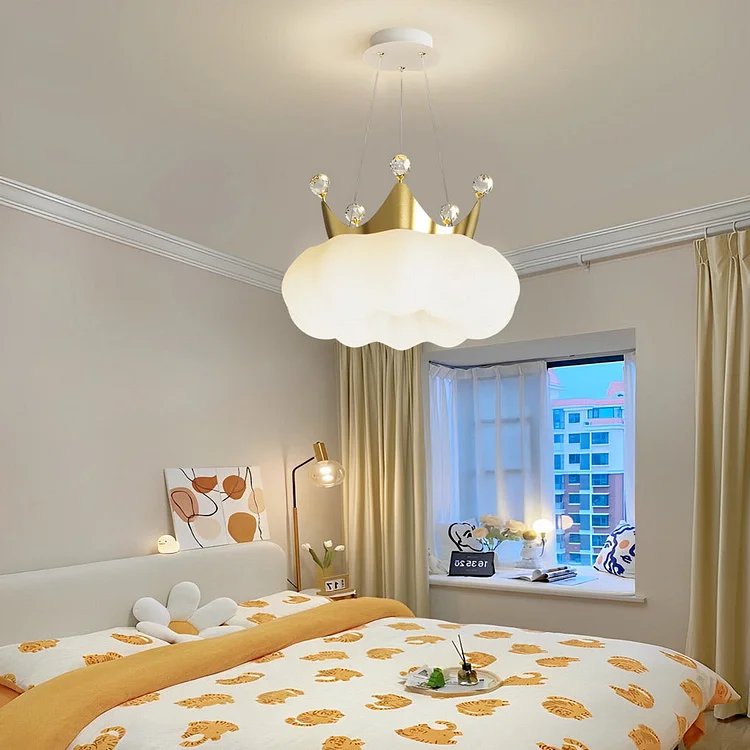 Clouds Crystal Crowns LED Three Step Dimming Ins Modern Chandelier Light - Appledas