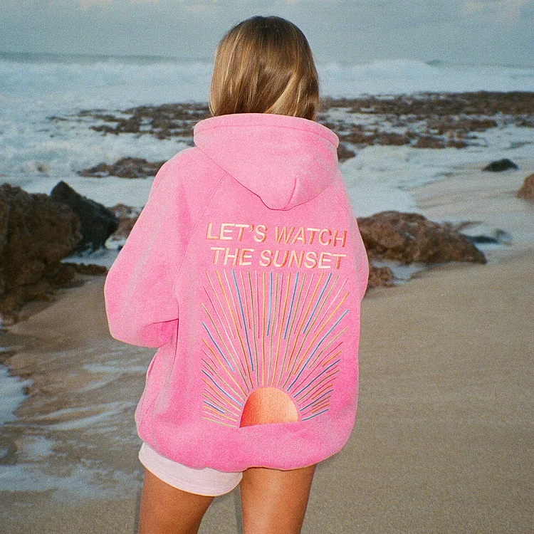 Women's Oversized Relaxed Sun Embroidered Hoodie