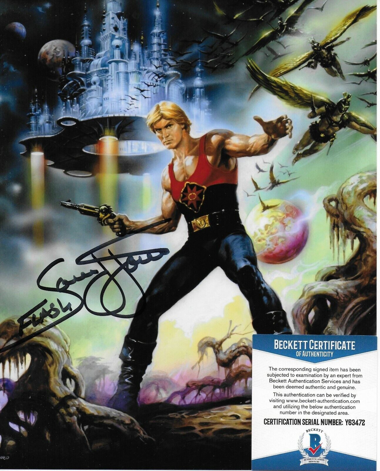 Sam J. Jones Flash Gordon Original Autographed 8X10 Photo Poster painting w/Beckett COA