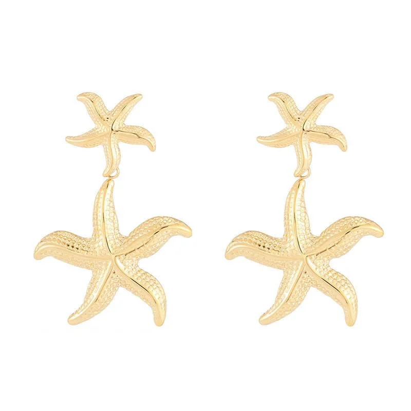 Personality Trend Starfish Titanium Steel Earrings