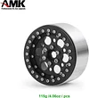 AMK 4Pcs Aluminum Alloy Wheel Weights 12mm Hex Hub 2.2 Beadlock Wheels Rims for 1/10 RC Crawler Axial Wraith 90018 SCX10 TRX6 TRX4 Upgrades (Black)