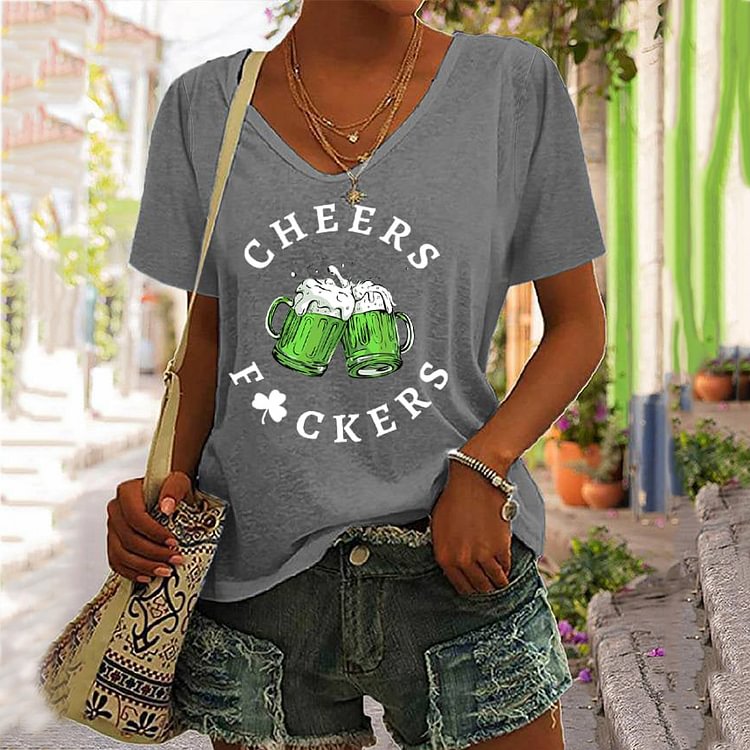 Comstylish Women's St. Patrick's Day Funny Cheers Fuckers T-Shirt