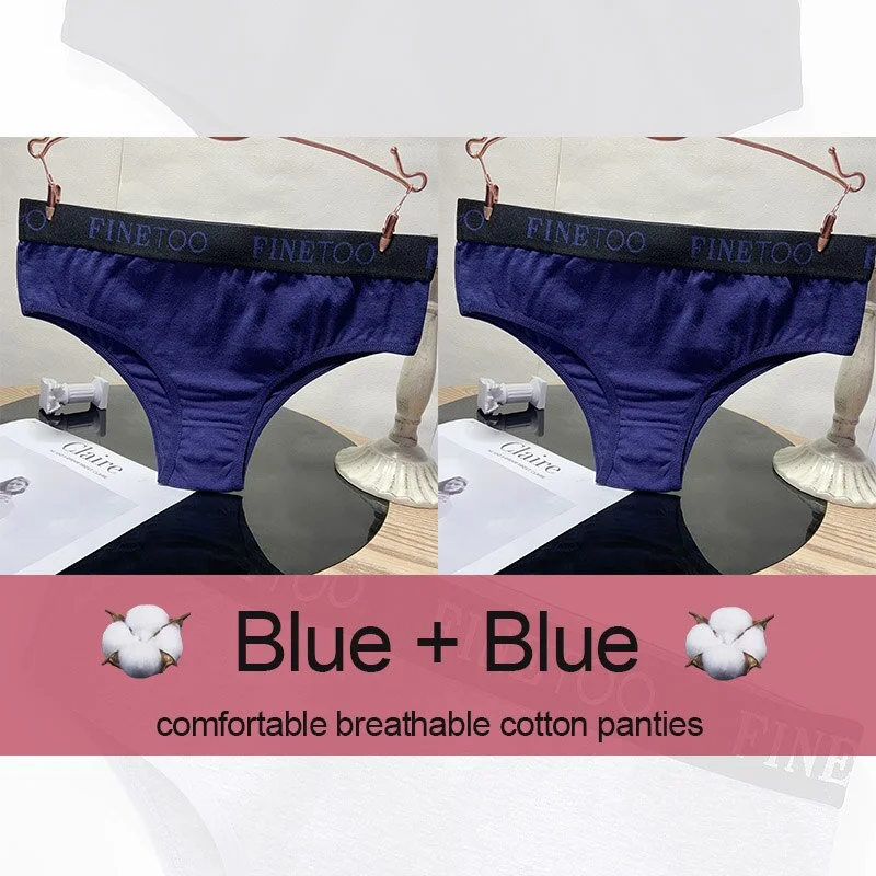 M-XXL Women's Panties Cotton Underwear Sexy Lingerie Panties Female Underpants Briefs Intimates Finetoo Cotton Pantys 2PCS/Set