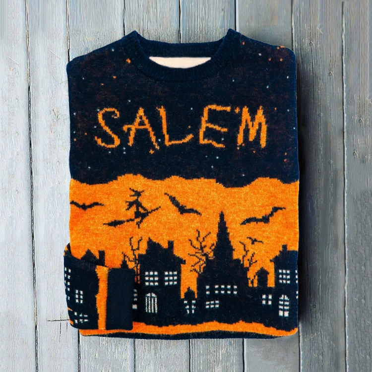 Halloween Salem Witch Print Sweater