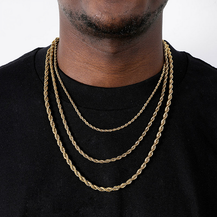 3/4/5MM Hip Hop Rope Chain Necklaces Men Jewelry-VESSFUL