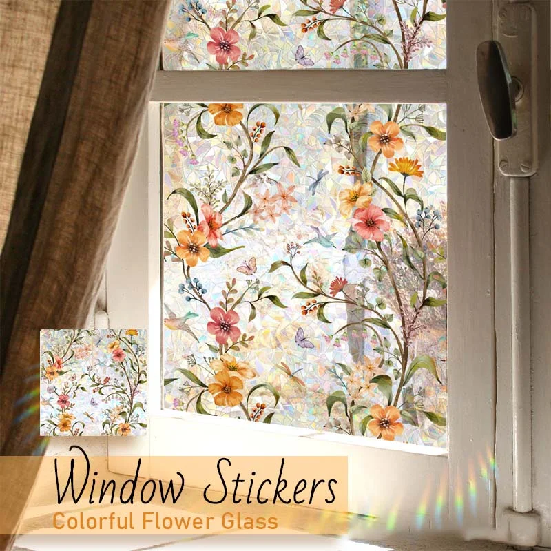 Colorful Flower Glass Window Stickers