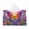 DIY Diamond Art Tissue Box Holder Butterfly PU Leather Diamond Art Desktop Organizer Resin Rhinestone Storage Organizers Gem Art Home Office Decor Craft Gift