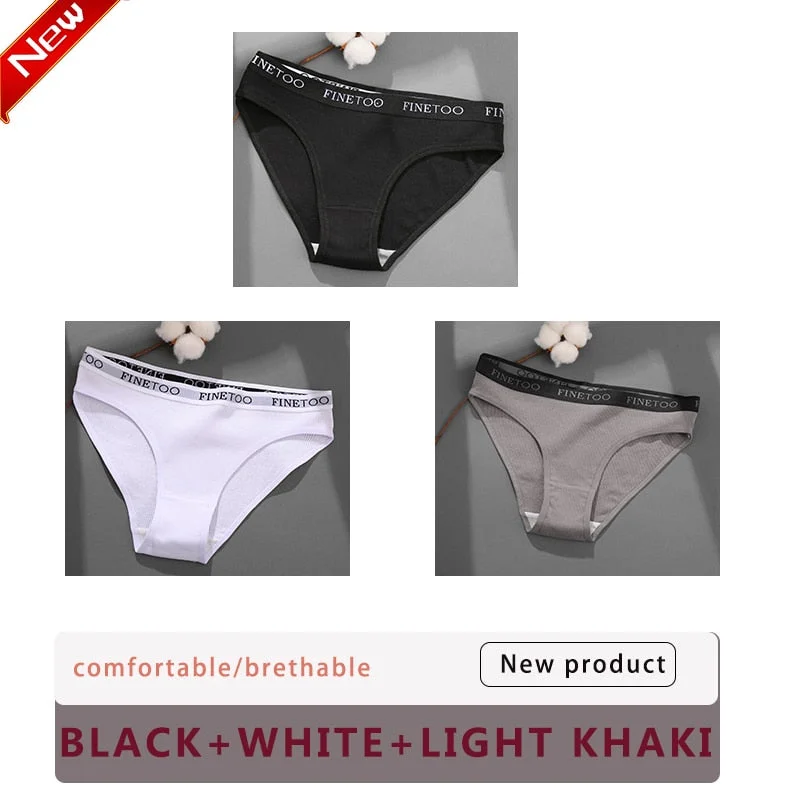 3PCS/Set Cotton Underwear For Woman Sexy Letter Panties Underpants Female M-XL Briefs Intimates Lingerie 6 Solid Color Pantys