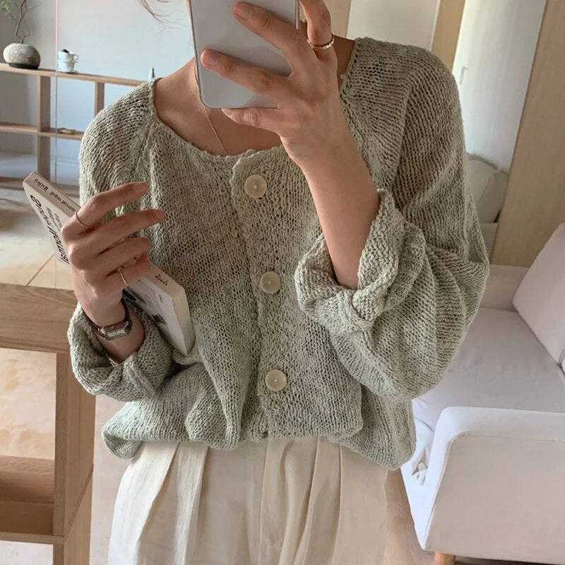 Syiwidii Loose Knitted Sweater Cardigan Women Oversized Casual Outwear Female Fashion Plus Size Korean Tops 2021 Spring Autumn