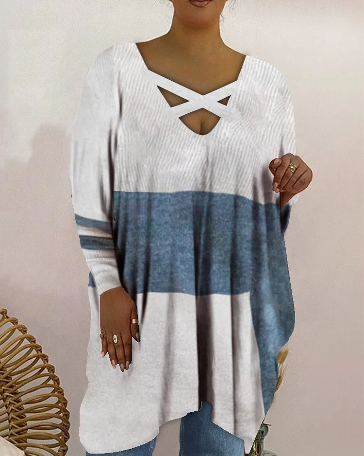 Fashion round neck Christmas wine glass print plus size blouse
