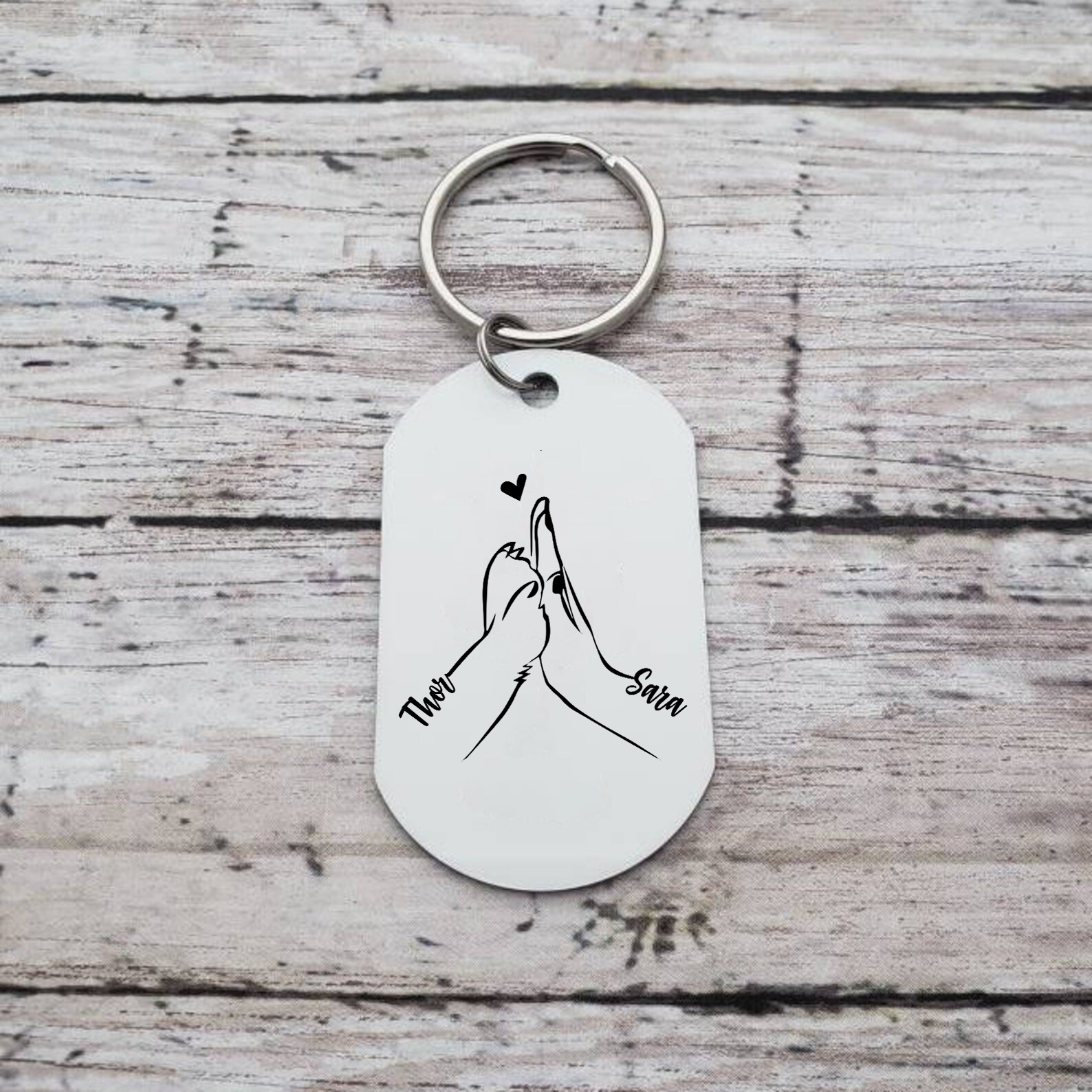 Personalised 2 Names & 1 Photo Keychain Custom Dog/Cat Paw Keychain Gift for Pet Lovers-Jessemade AU