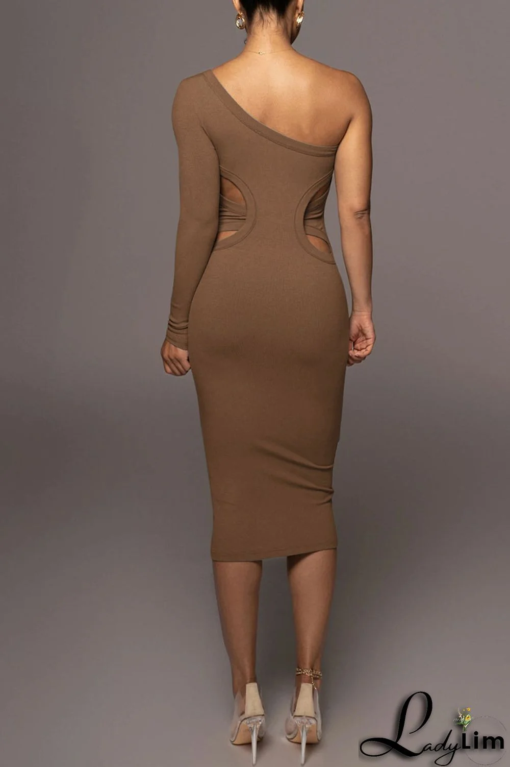 Black Sexy Solid Patchwork Oblique Collar One Step Skirt Dresses