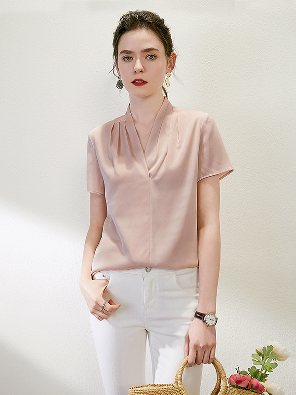 Silk Blouse Pink Temperament Young Style