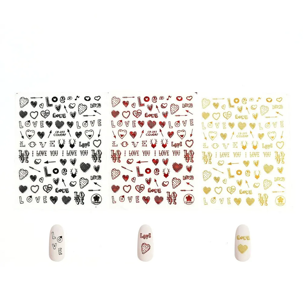 3Pcs Nail Stickers 3D Adhesive DIY Nail Art Transfer Flowers Love Abstract Sexy Woman Face Design Stickers For Nails Manicure-Nail Inspo