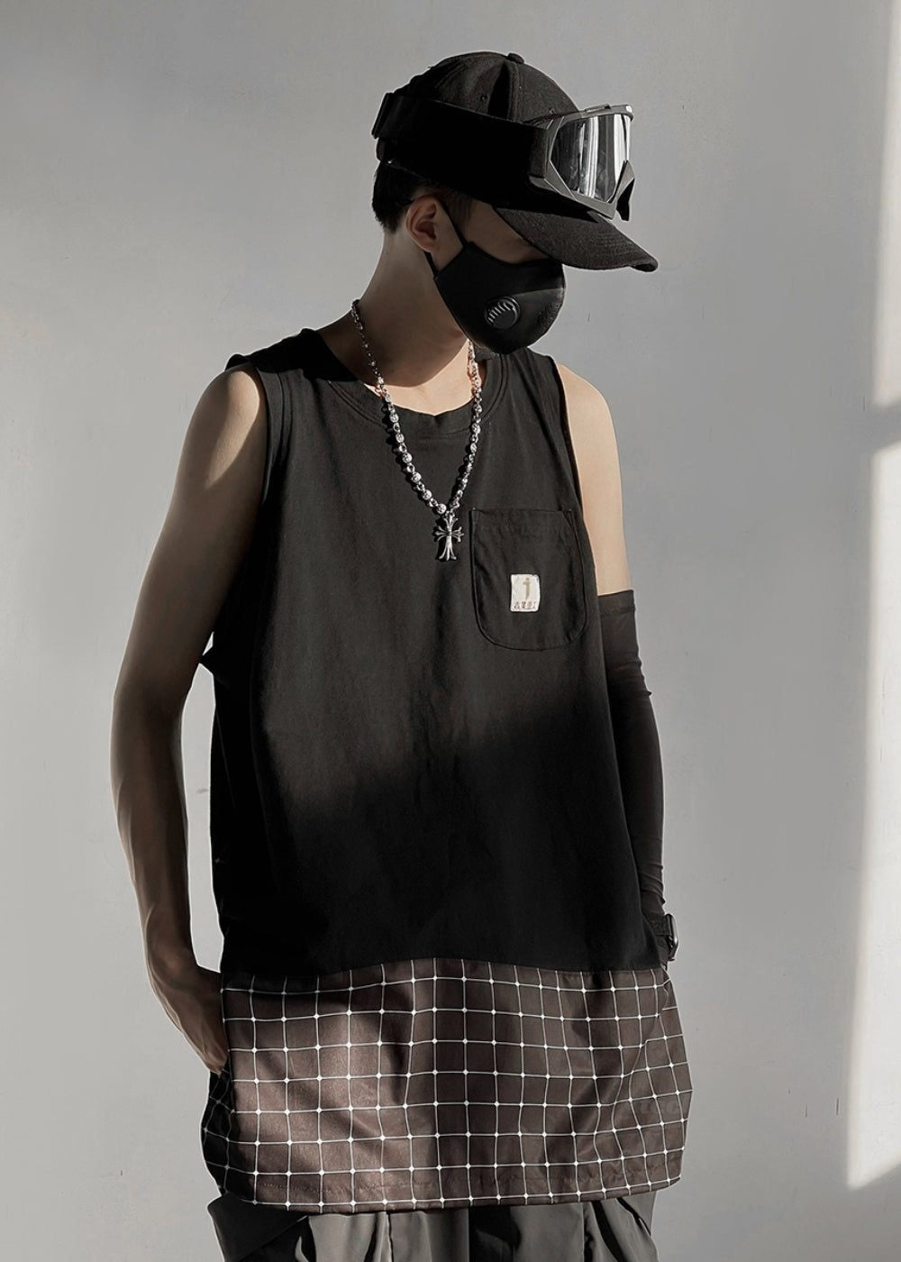 Stitching Plaid Vest JIYE HEAVY INDUSTRY techwear-x