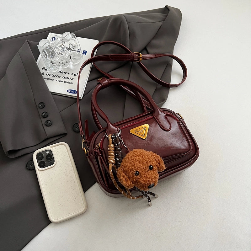 Women’s Pu Leather Solid Color Classic Style Square Zipper Crossbody Bag