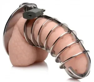 pornhint Pornhint Stainless Steel Metal Male Chastity Cage Device Restraint Spiked-ring with Lock