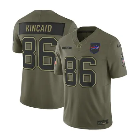 Youth's Buffalo Bills #86 Dalton Kincaid  Olive 2025 Salute to Service Retired Limited Jersey