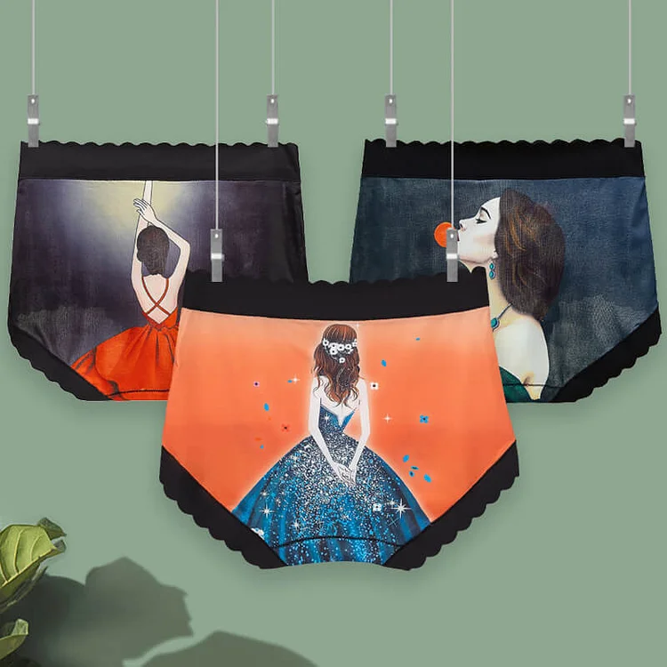 Painting Middle Waist Women'S Underwear