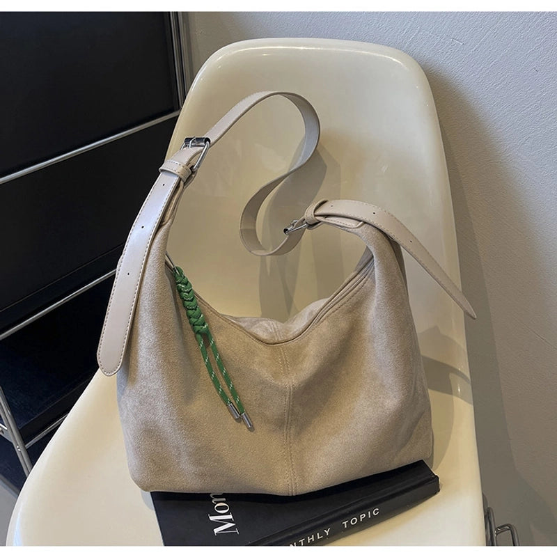 Women’s Pu Leather Solid Color Basic Sewing Thread Bucket Zipper Shoulder Bag Handbag Crossbody Bag