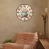 2D DIY Acrylic Blue Flower Diamond Painting Wall Clock Pendant w/ Clock Function