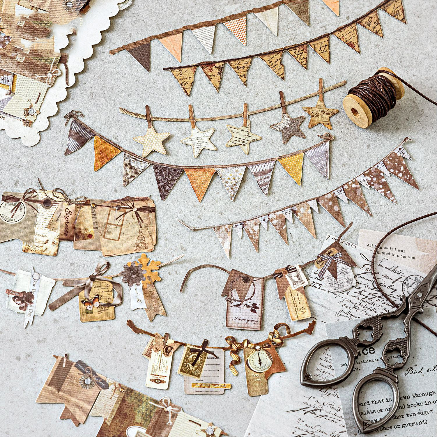 스티커 - 핸드메이드 파티 시리즈 빈티지 페스티벌 홀로우