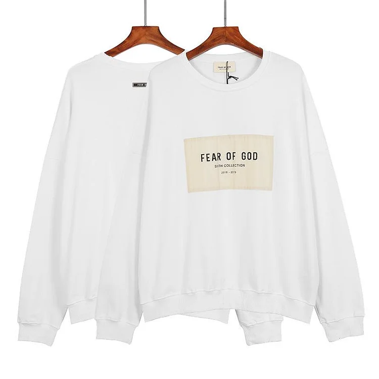 Fog Sweatshirt Essentials Long Sleeve round Neck Sweater Letter Patch round Neck Pullover Men's and Women's Same Bottoming Long Sleeve